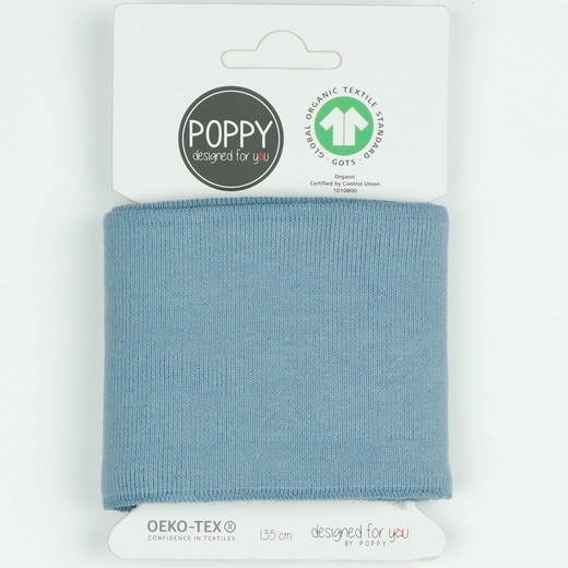Poppy, BioStrickbündchen helles jeansblau, 135 cm