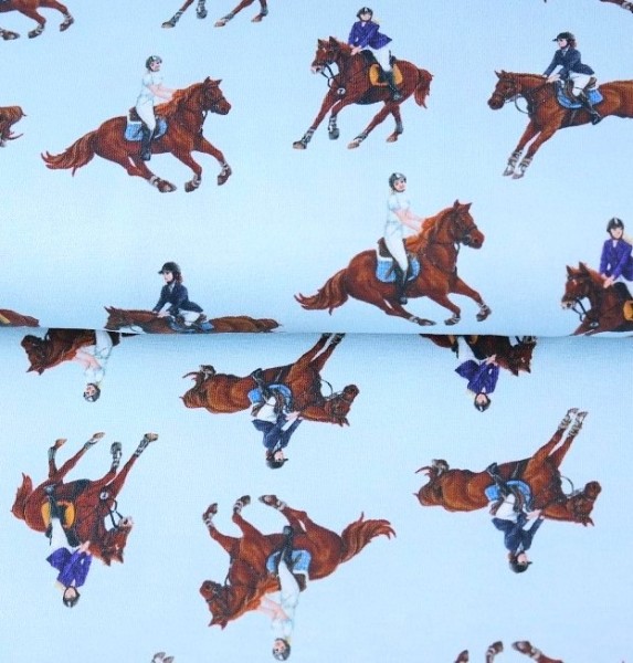 Digitaldruck Horse Riding auf hellblau, Jersey