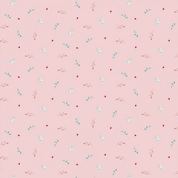 Digitaldruck Zarte Blätter rosa, Baumwollstoff, waschbar bei 60°