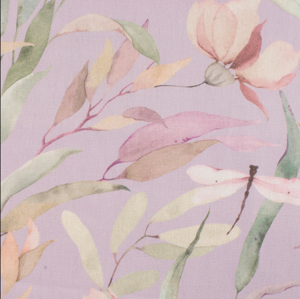 Dekostoff/Canvas Digitaldruck, Aquarellblüten flieder