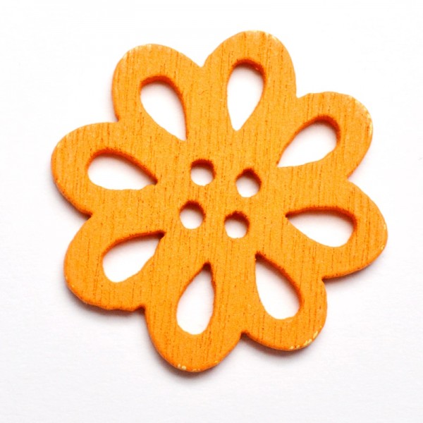 Holzknopf Blume, gestanzt, orange