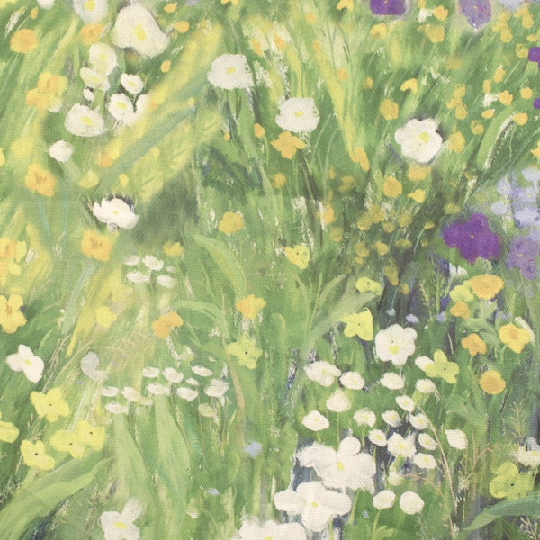 Dekostoff/Canvas Digitaldruck, Aquarell-Blumenwiese grün