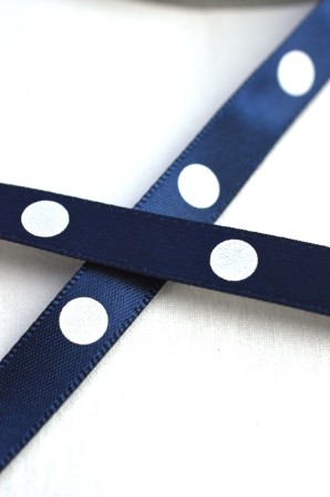 Satinband, single dots, dunkelblau, 10 mm