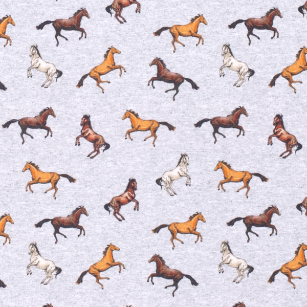 Digitaldruck Kleine Pferde auf grau-meliert Sweat