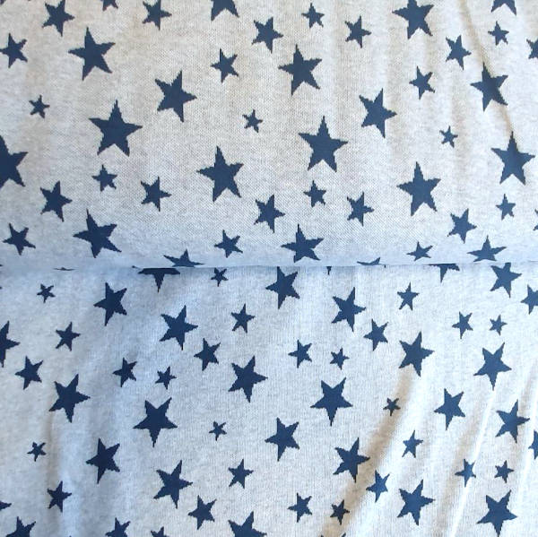 Bio-Baumwoll-Strickstoff Dreamy Melange Sterne hellblau, *Letztes Stück ca. 110 cm*