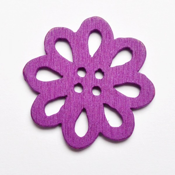 Holzknopf Blume, gestanzt, violett