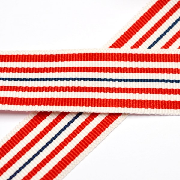 Streifen rot/blau auf weiß, Ripsband