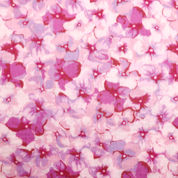 Double Gauze/Musselin, Digitaldruck Hortensia rosa/lila