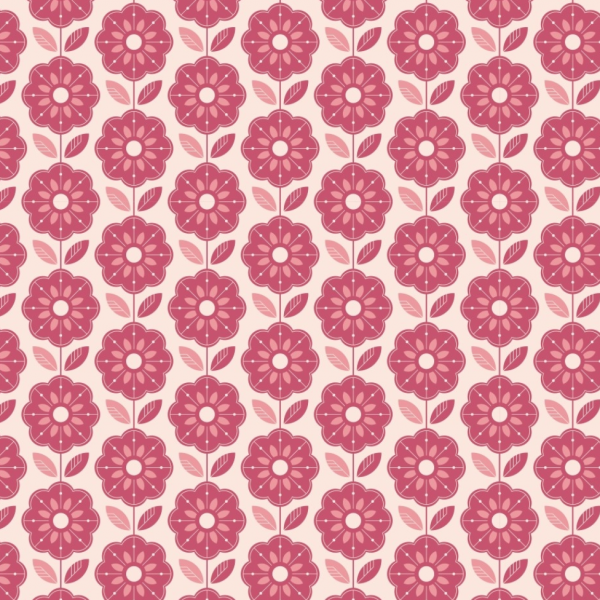 60er Flowers auf pink, Baumwoll-Popeline