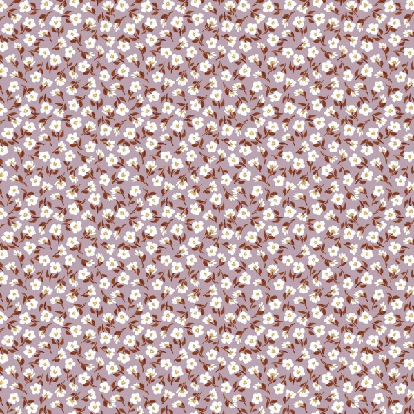 Viskose-Webstoff Kleine Blüten flieder