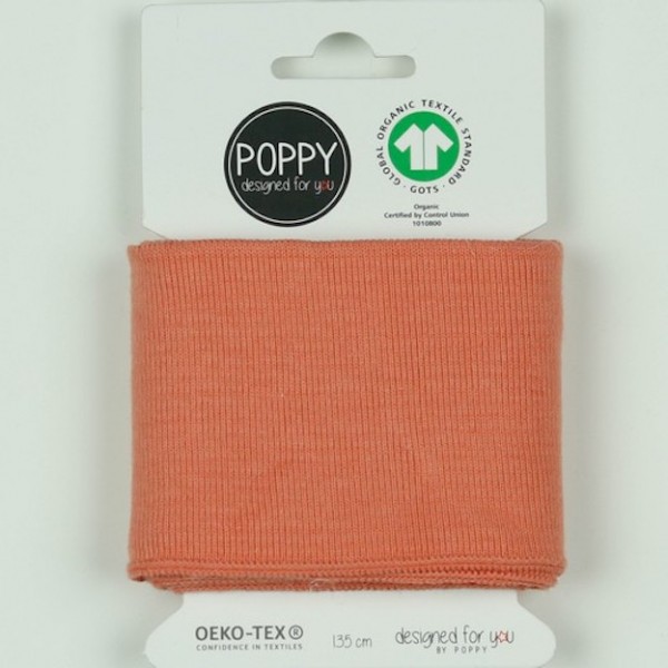 Poppy, Bio-Strickbündchen korallrosa, 135 cm