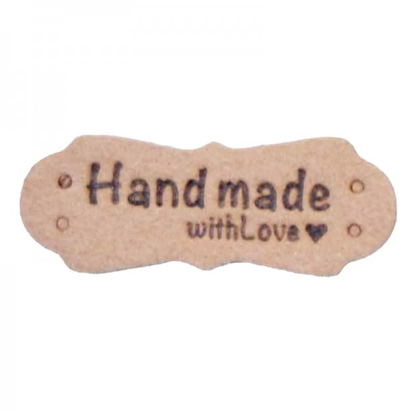 Label aus Leder "Handmade with Love", hellbraun