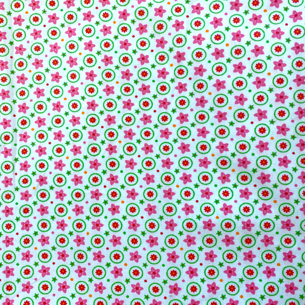 Hilco Hilde Blümchen pink/grün auf weiß, Popeline, *Letztes Stück ca. 100 cm*
