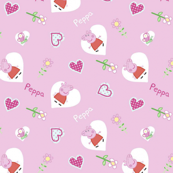 Peppa Wutz auf rosa, Bio-Baumwoll-Popeline
