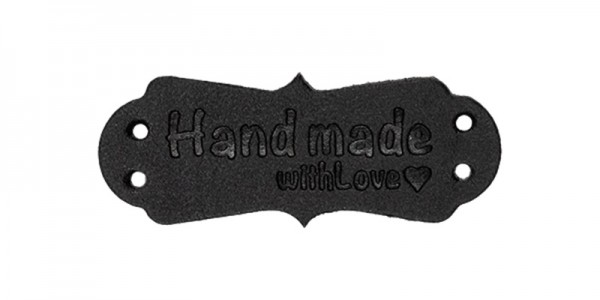 Label aus Kunstleder "Handmade with Love", schwarz