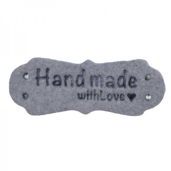 Label aus Leder "Handmade with Love", grau