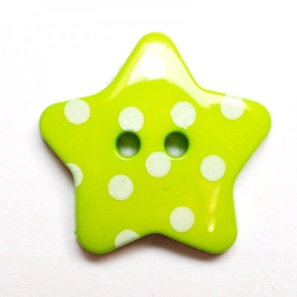 Stern mit weißen Punkten, grün, Knopf