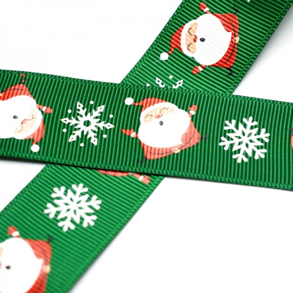 Ripsband Weihnachtsmann grün - 3 Meter *Letztes Stück*