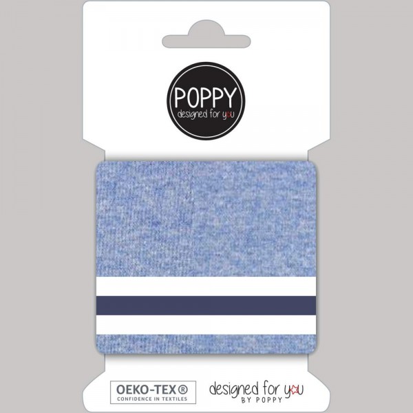 Poppy, Strickbündchen Stripes, jeansblau/dunkelblauweiß 135 cm