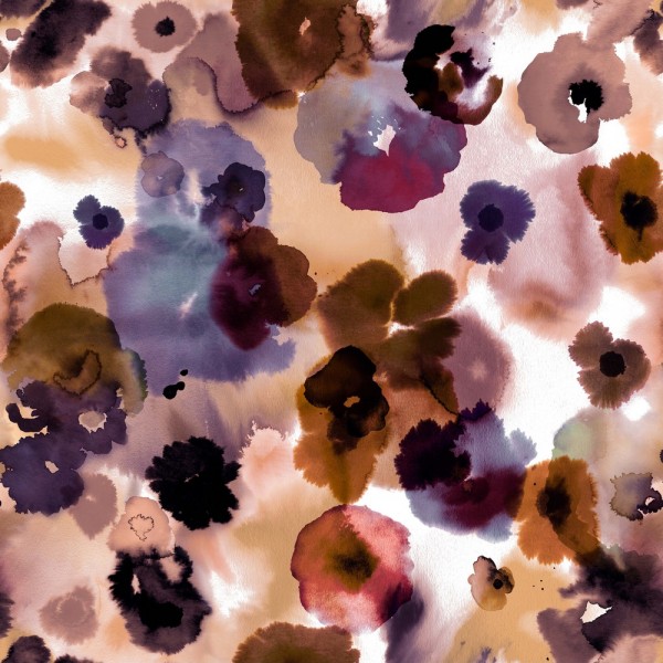 Viskose-Jersey Digitaldruck Aquarell-Blüten purpur