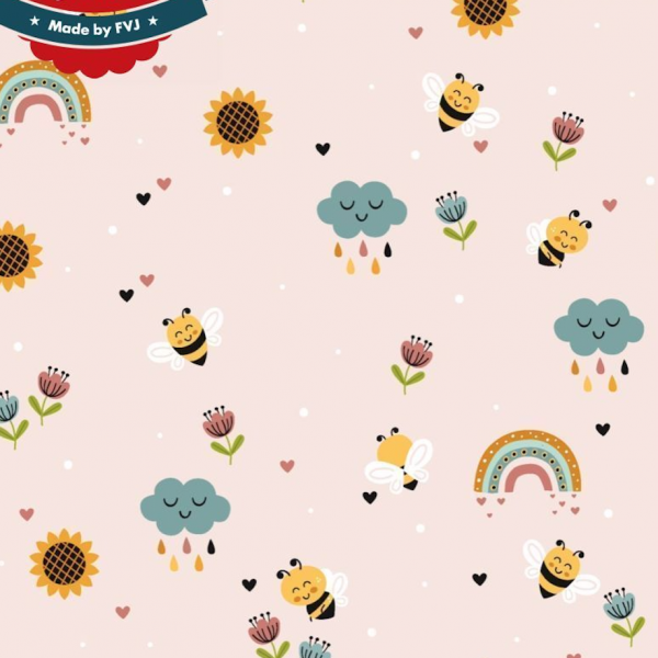 Fräulein von Julie, Bienen&Blumen rosa, Jersey