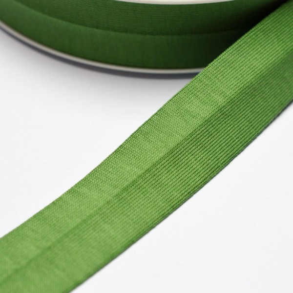 Baumwolljersey-Schrägband mit Elasthan, waldgrün