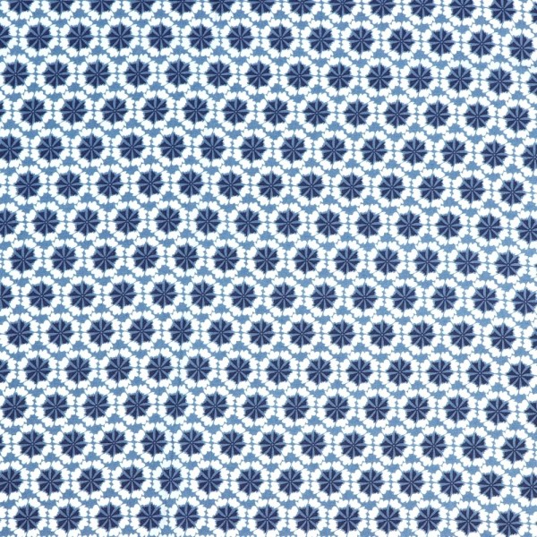 Viskose-Webstoff, Blumenrauten blau/weiß