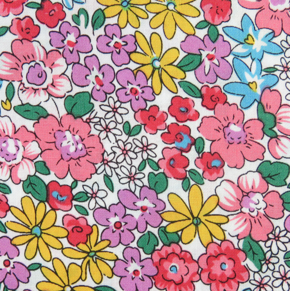 pink-multicolor 140cm Herzen und Blumen Baumwolldruck