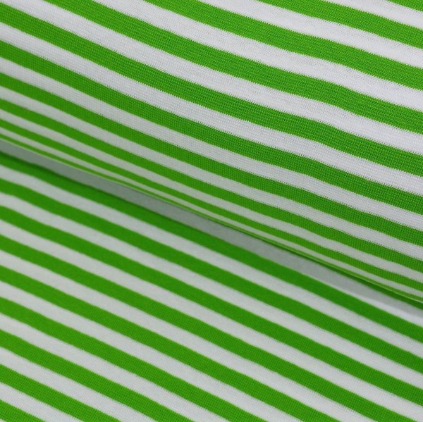 Breites Ringelbündchen hellgrün-weiß gestreift