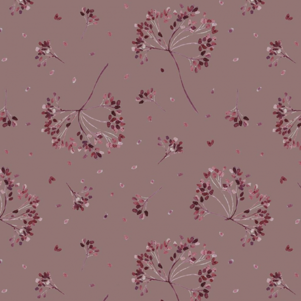 Digitaldruck Blütendolden dunkles mauve, Jersey