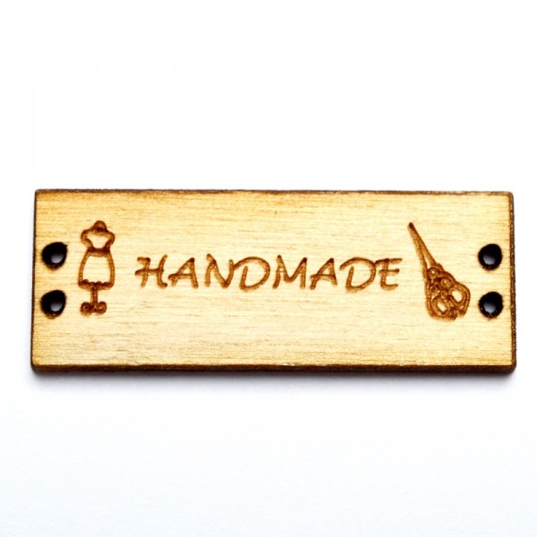 Label aus Holz, handmade mit Schere