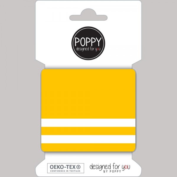 Poppy, Strickbündchen Stripes, gelb-weiß, 135 cm
