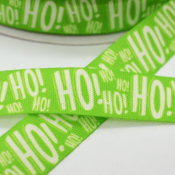 Ho Ho Ho, grün, Baumwollband