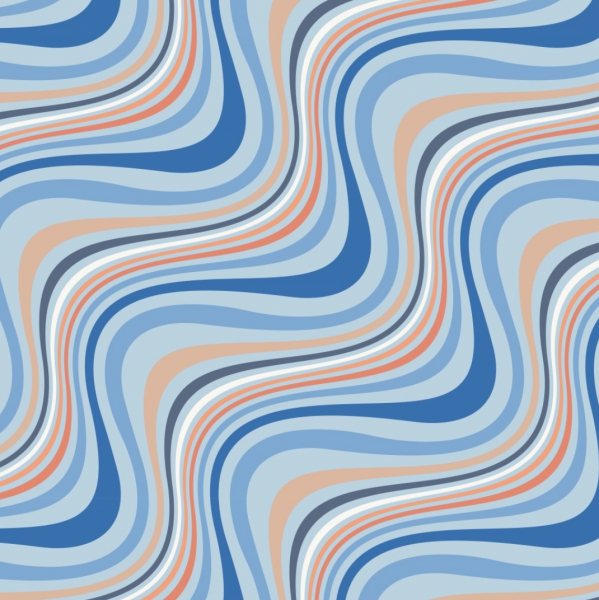 Viskose-Webstoff Digitaldruck, Waves blau/sand