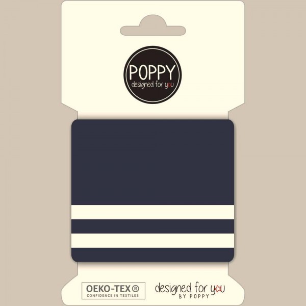 Poppy, Strickbündchen Stripes, dunkelblau-weiß, 135 cm