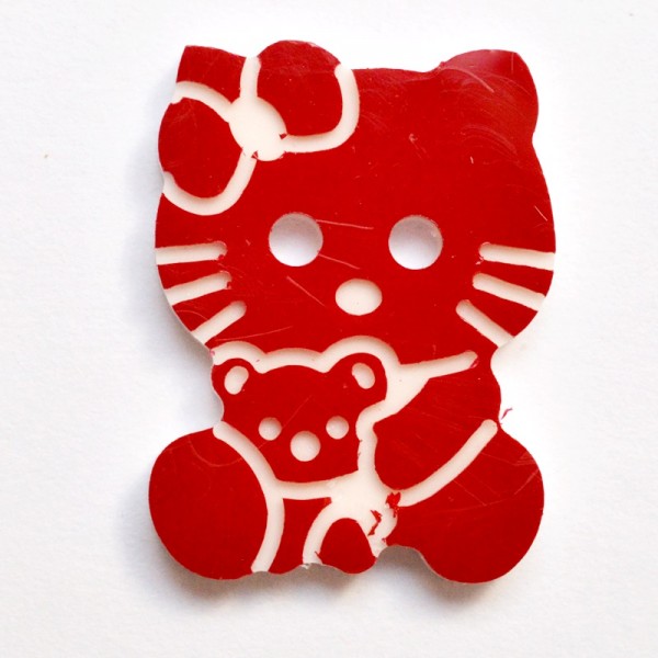 Knopf Katze mit Kätzchen, rot