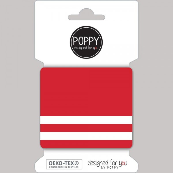 Poppy, Strickbündchen Stripes, rot-weiß, 135 cm