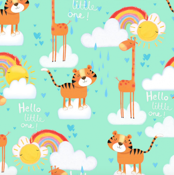 Welcome To The Jungle, Animals&Rainbows mint, Flanell, *Letztes Stück ca. 100 cm*
