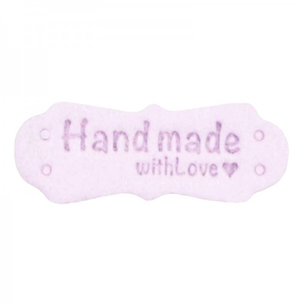 Label aus Leder "Handmade with Love", flieder