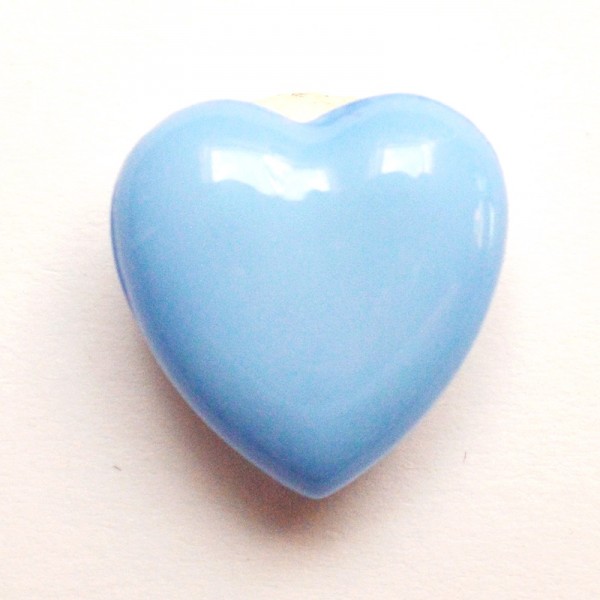 Knopf Herz, bauchig, blau