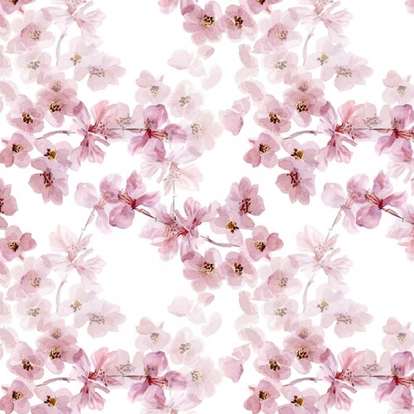 Dekostoff Digitaldruck Kirschblüten rosa auf weiß