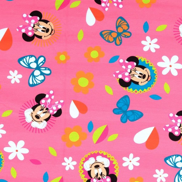 Jersey, Digitaldruck Minnie Mouse bunt auf pink