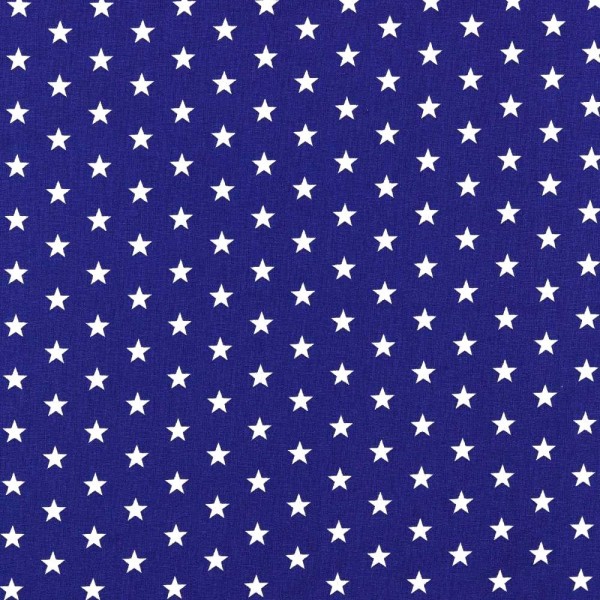 Lili Small Star weiß auf royalblau, Webstoff, waschbar bei 60°
