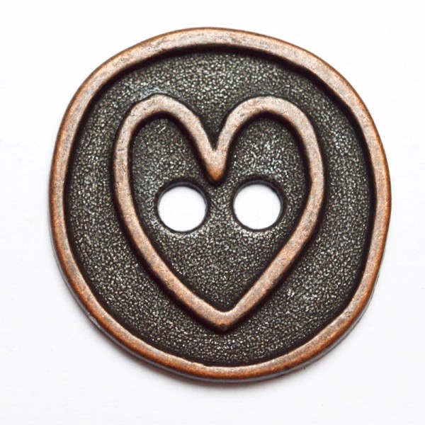 Trachtenknopf Herz im Kreis, bronze