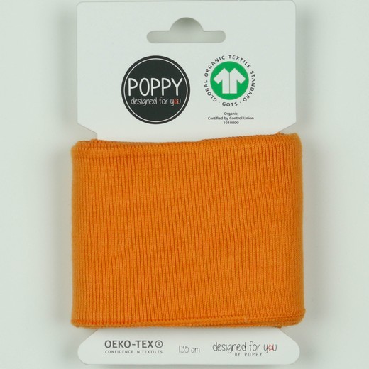 Poppy, Bio-Strickbündchen orange, 135 cm