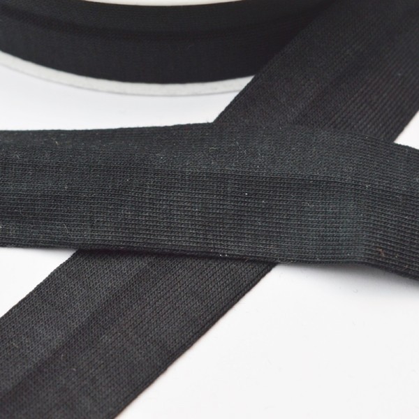 Baumwolljersey-Schrägband mit Elasthan, schwarz