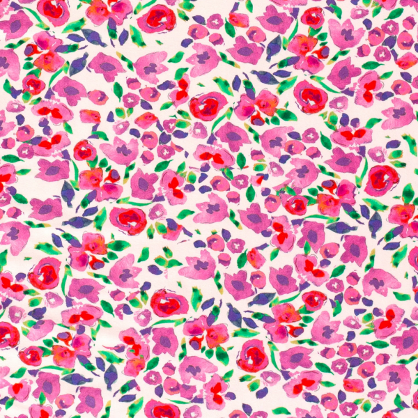 Digitaldruck Sommerblümchen pink/lila, Jersey