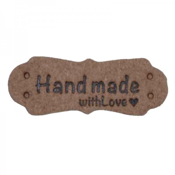 Label aus Leder "Handmade with Love", dunkelbraun
