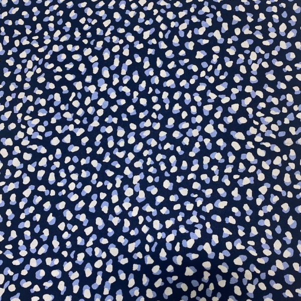Viskosewebstoff Dots hellblau/ weiß auf dunkelblau *Letztes Stück ca. 100 cm*