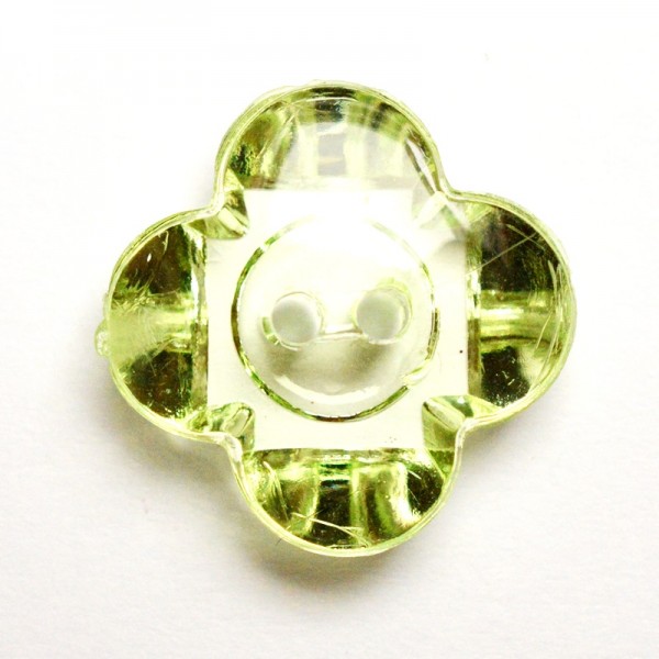 Knopf transparente Blume mit 4 Blättern, grün